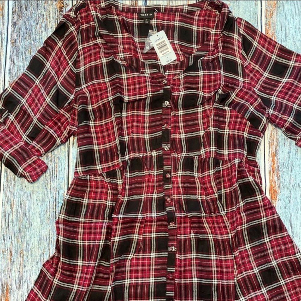 🎉HOST PIC!🎉🍷Torrid Plaid Dress - Picture 4 of 11